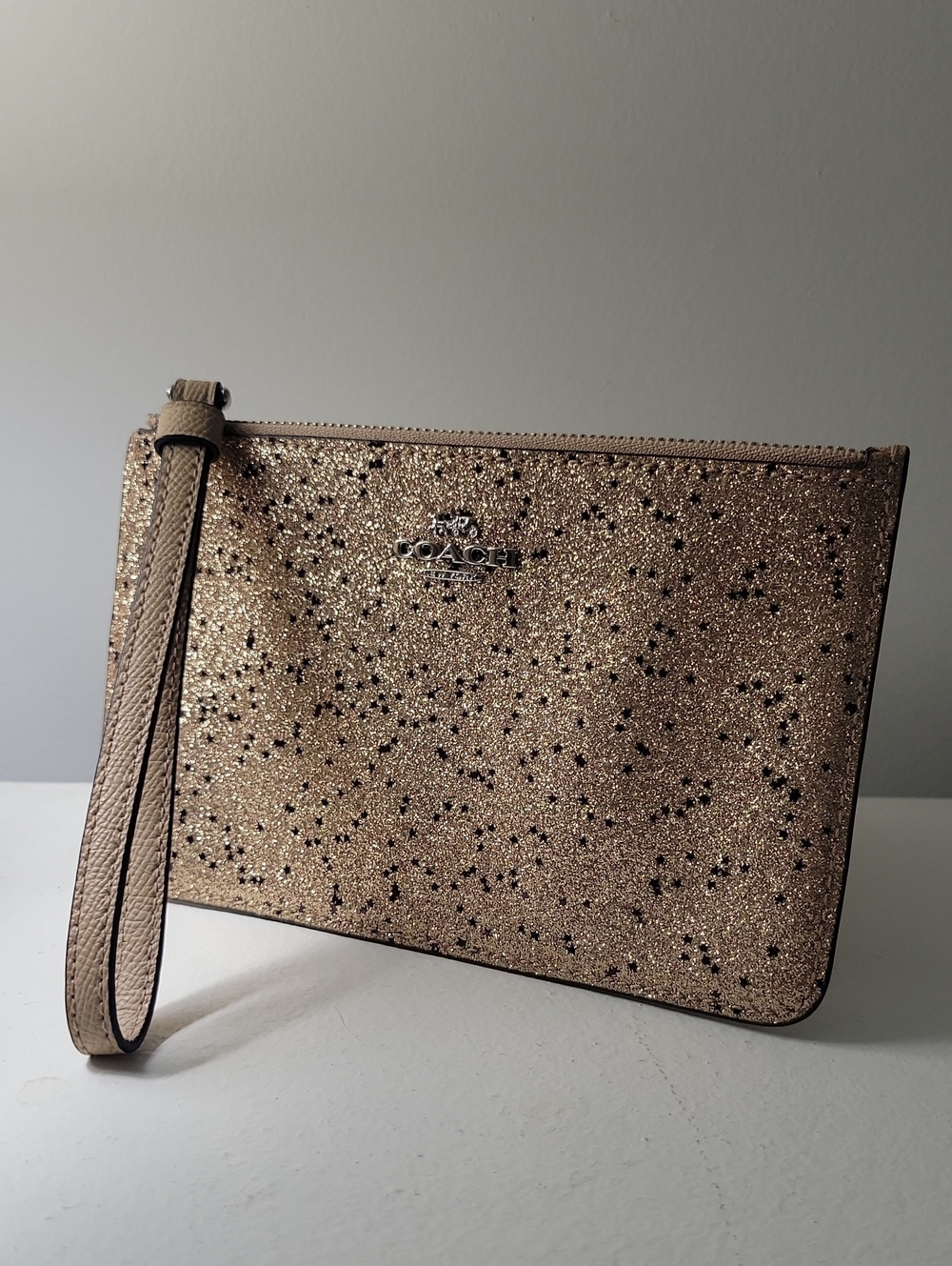Coach Glitter Star Wristlet - Rose Gold Sparkle